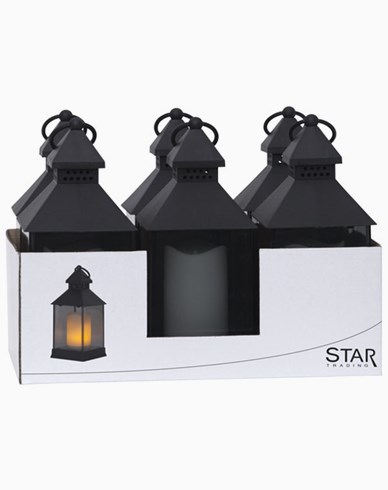 Star Trading LED Lyhdyt  Flame Lantern 6-pak. musta