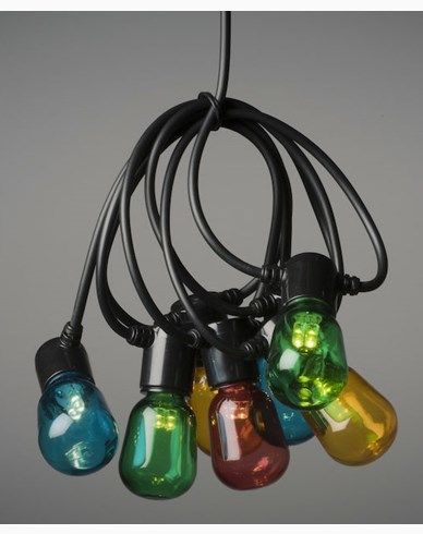 Konstsmide Lysløyfe E14 20 farget LED-pærer, 6V / IP44