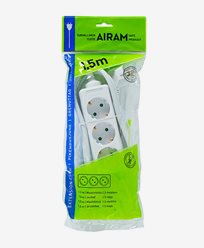 AIRAM 3-vägs jordat grenuttag 1,5 m