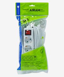 AIRAM Airam 3-vägs jordat grenuttag 3 m med strömbrytare
