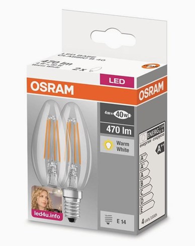 Osram LED kronljus RETROFIT CLASSIC B E14 4W/827 2-pack