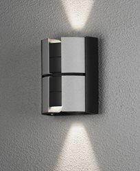 Konstsmide Vidar seinälyhty 2x5W LED, Himmennettävä  musta /hopea
