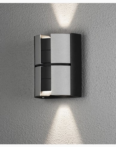 Konstsmide Vidar vägglykta 2x5W LED, dimbar svart/silver