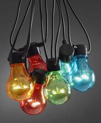 Konstsmide Lyslenker E27 20 X 0,48W fargede LED-pærer, svart kabel. IP44/trafo. 2379-500. Ikke koblingsbare