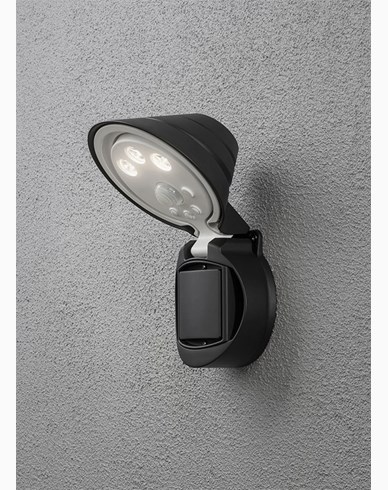 Konstsmide Prato seinälamppu 1,5 W LED liiketunnistin paristo musta . 7695-750