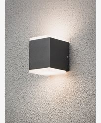 Konstsmide Monza seinälamppu ylös/alas cube 2x6W High Power LED harmaa.  7991-370