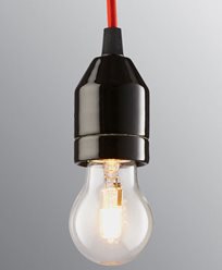 Ifö Electric KLACK Pendel svart/rød kabel IP20, E27, max 60W, 2m tekstilkabel, t