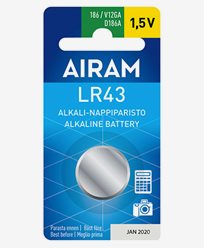 AIRAM LR43 (86A) 1,5V alkaliskt nappiparisto