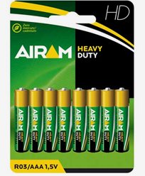 Airam Heavy Duty Plus R03 (AAA) batterier 8-pack
