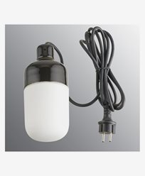 Ifö Electric Ohm Pendel Outdoor 100 höjd 215 mm, svart matt opalglas 3m svart gummikabel med stickpropp, IP44, E27, 40W
