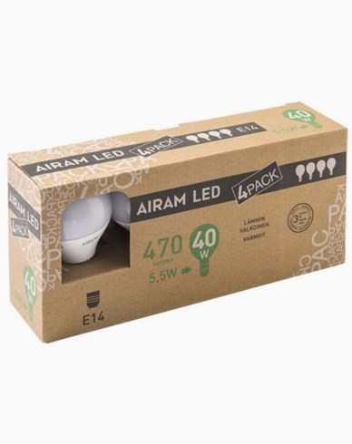 AIRAM LED-lamppu Pallo E14, 5,5 W, 4 kpl