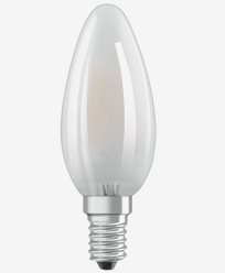 LEDVANCE OSRAM LED-lamppu kynttilälamppu MATTA 5W/827 (40W) E14. Himm.eä.