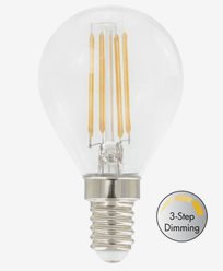 Airam Filament LED 3-stegs dimring med minne, klotlampa P45