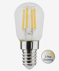 Airam Filament LED 3-stegs dimring med minne, päronlampa T26