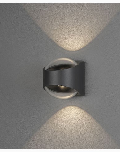 Konstsmide Bitonto vägglykta upp/ned grå LED.