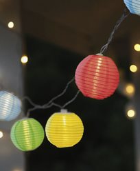 Star Trading Festival lightchain with fabric lanterns, multi color