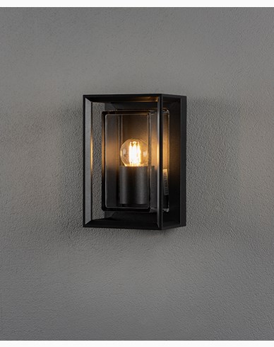 Konstsmide Brindisi mini vägglampa E27 svart med klart glas
