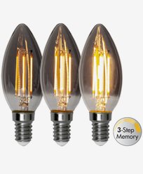 Star Trading LED-lampe E14 C37 Soft Glow Smoke 3-trinns minne