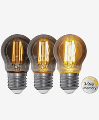 Star Trading LED-lampe E27 G45 Soft Glow Smoke 3-trinns minne
