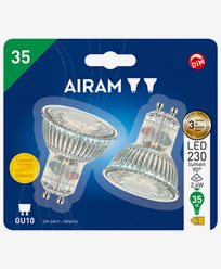 AIRAM 2-pakke LED-pærer glass PAR16 GU10 2,4W/828