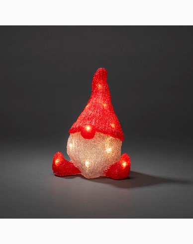 Konstsmide Tomte Juldekoration i akryl 26 cm 16 LED 3xAAA