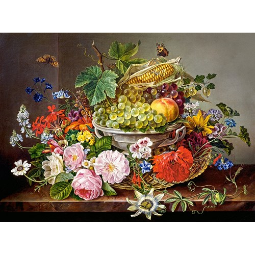 2000 bitar - Still Life with Flowers and Fruit Basket
