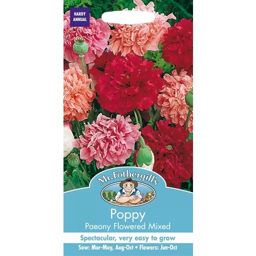 Vallmo, Opievallmo, Paeony Flowered mixed