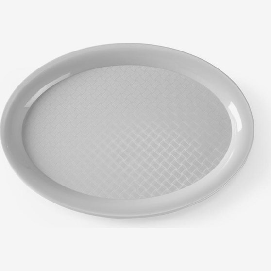 Oval grå serveringsbricka, 265 × 195 mm – Hendi