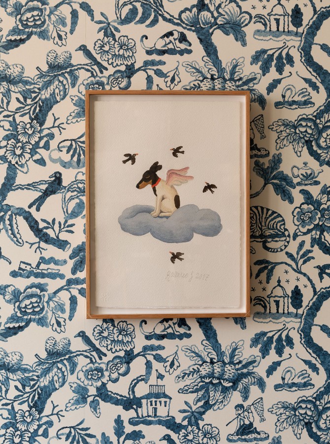 Toile de jouy tapet i blått