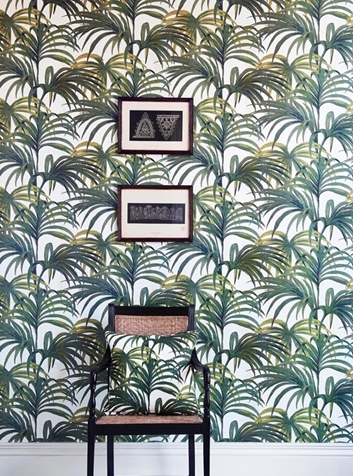 House of Hackney Palmeral, Off White & Green Tapet