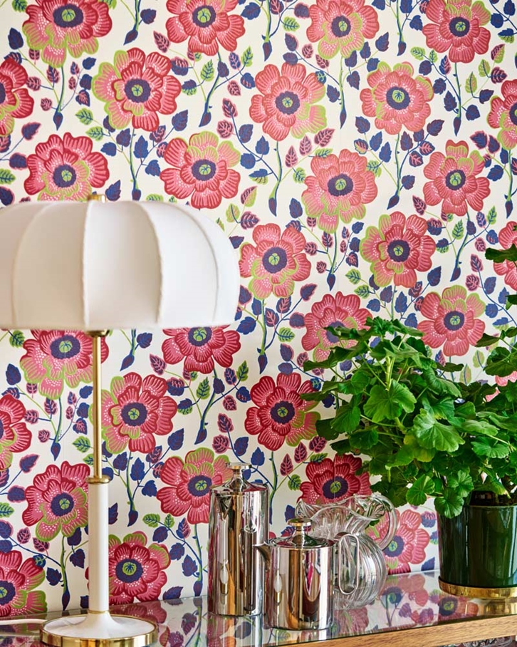 Krysantemer Röd tapet från Josef Frank (JF106-03) - Fraktfritt online