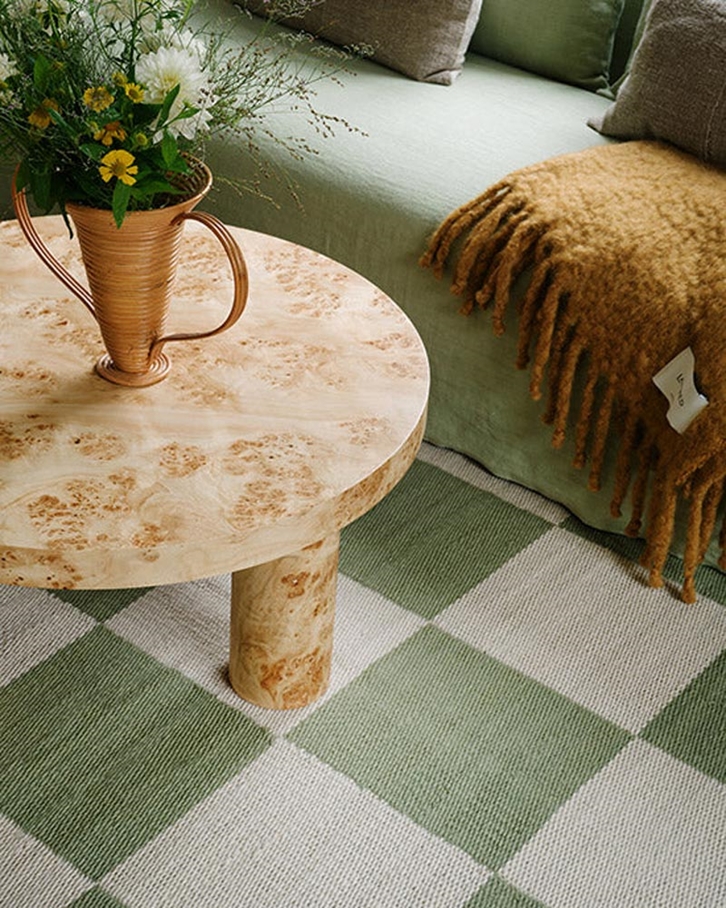 Layered Chess Flatweave Sage Matta