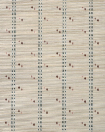 Helene Blanche Cross Stitch, Indigo - Plum Grasscloth Tapet