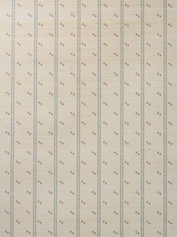 Helene Blanche Cross Stitch, Indigo - Plum Grasscloth Tapet