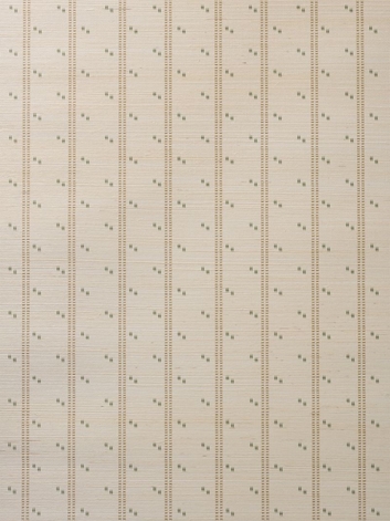 Helene Blanche Cross Stitch, Green - Ochre Grasscloth Tapet