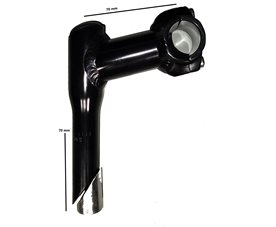 Styrstam 22,2mm MTB svart "kort modell" 70x70