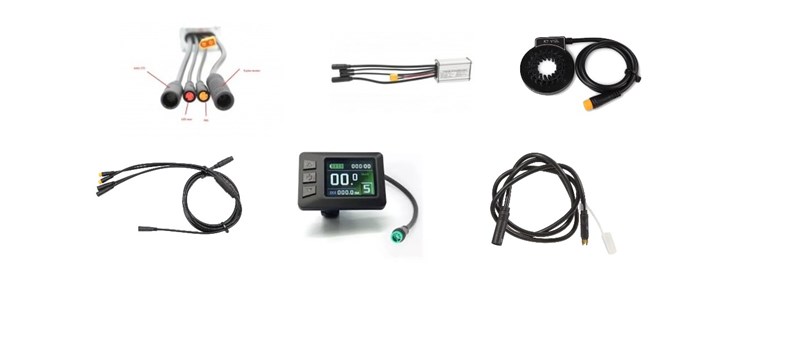 Elcykel kontrollersats Display LCD-Färg, kontrollbox, motorkabel 9-pin, EB-Bus kabel, Pedalsensor,