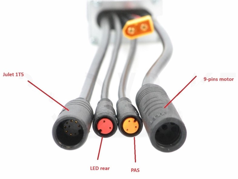 36-48V / 250W KT kontroller - 9-pins navmotor - julet plugg