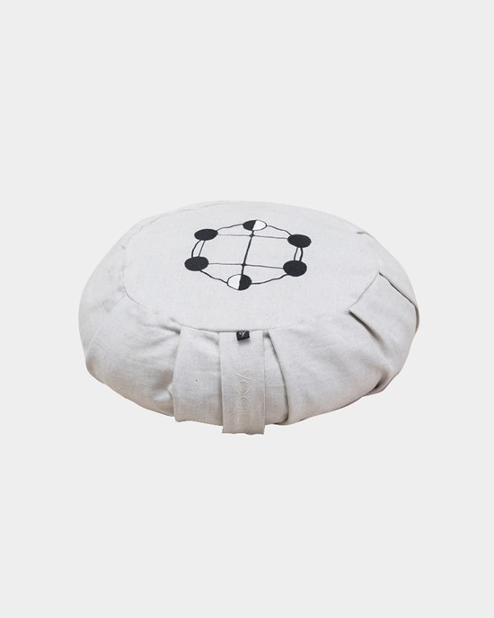 Meditation cushion Ann Ringstrand for Yogiraj, Beige melange with embroidery