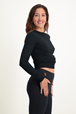 Yogatopp Lakshmi Longsleeve Crop Top, Urban Black - Urban Goddess
