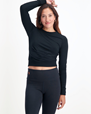 Yogatopp Lakshmi Longsleeve Crop Top, Urban Black - Urban Goddess