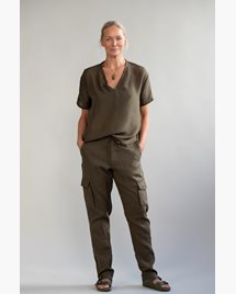 Yogabyxor Utility pants 100% Linen - Dark Khaki - Greeningline