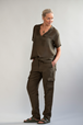 Yogabyxor Utility pants 100% Linen - Dark Khaki - Greeningline