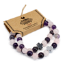 Vänskapsarmband x 2 Kristall - Love - Amethyst & Rose Quartz