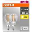Osram 4W (40W) 470Lm 2700K E14 Klot 2-Pack  *