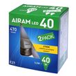 Airam 4,9W (40W) 470Lm 2700K E27 Opal 2-Pack  8293362 4711781