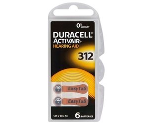 Duracell  312 Hörapparatsbatteri  6-Pack *