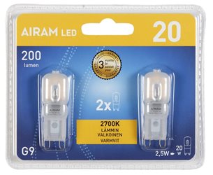 Airam 2W (20W) 180Lm 2700K G9 2-Pack  16X48mm 8292813 4711799