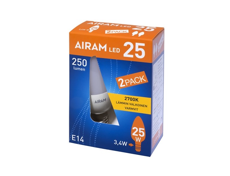 Airam 3W (25W) 250Lm 2700K E14 Kron Opal 2-Pack 8293359 4711778