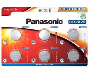 Panasonic 3V Cr2025 Lithium  6-Pack